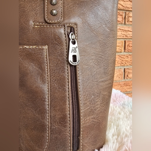 American Bling Conceal Carry Brown Studded Tote Bag - Picture 11 of 14